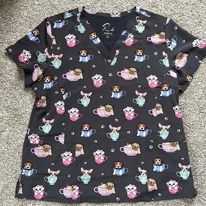 Puppies in Cups Scrub Top